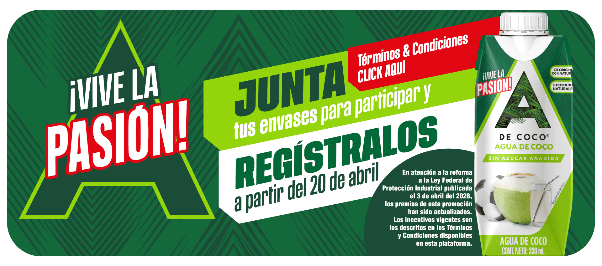 Banner de la campaña finalizada Vive la pasión del verano de A de Coco