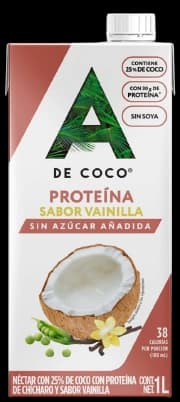 Néctar de coco con proteína sabor vainilla